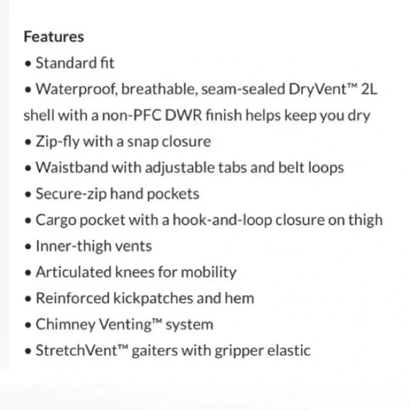 The North Face mens Freedom ski shell pants Sz XXS New with Tags - Picture 10 of 11